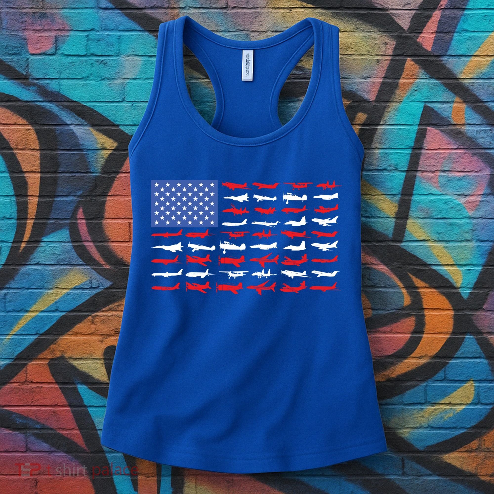 Pilot Airplane American Flag Plane Aviation Gift Women's Tank Top
