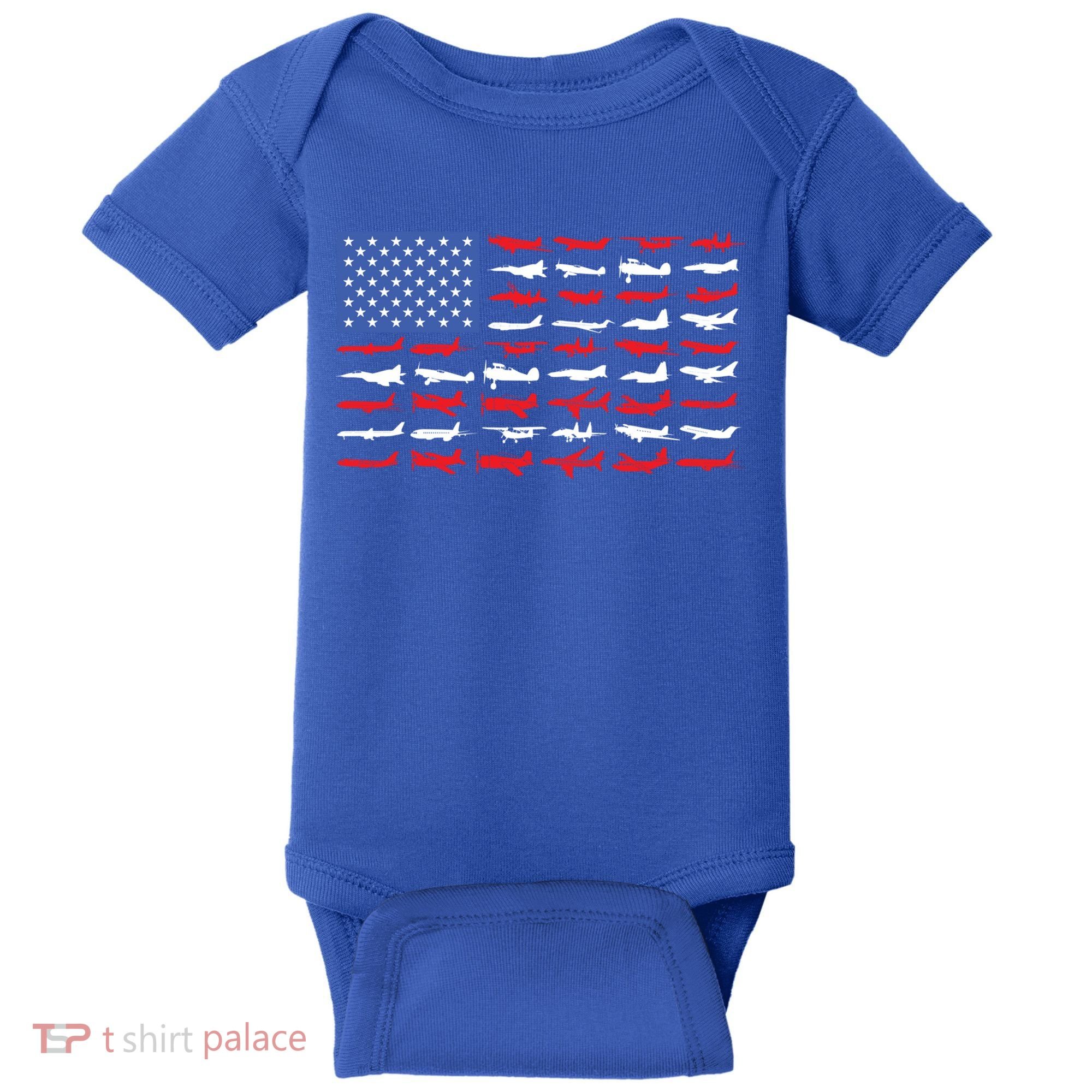 Pilot Airplane American Flag Plane Aviation Gift Baby Bodysuit