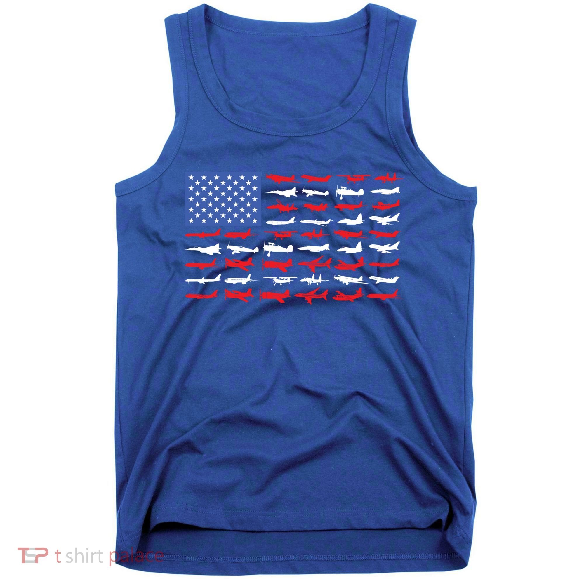 Pilot Airplane American Flag Plane Aviation Gift Tank Top