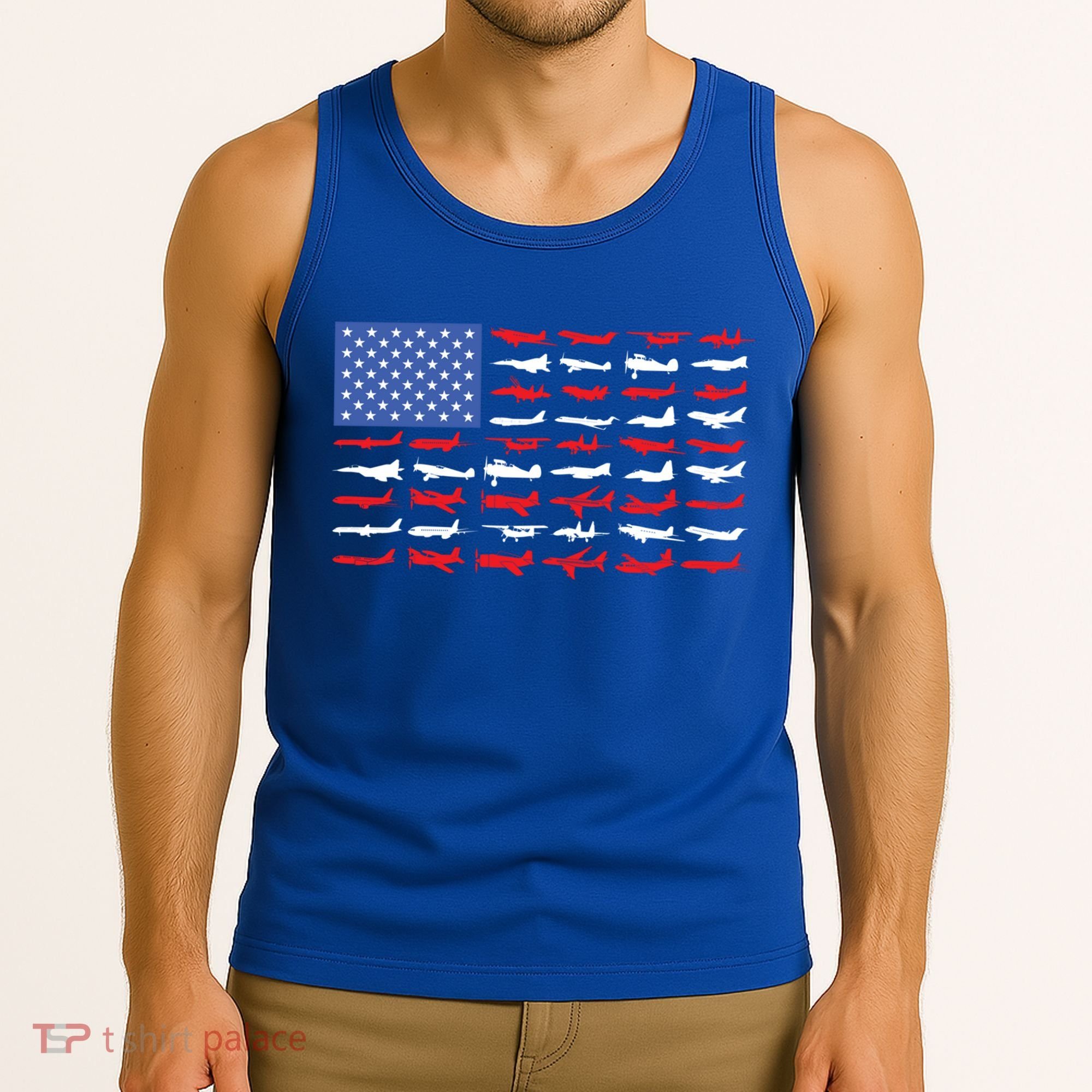 Pilot Airplane American Flag Plane Aviation Gift Tank Top