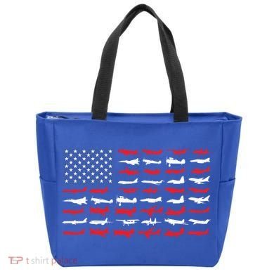 Pilot Airplane American Flag Plane Aviation Gift Tote Bag