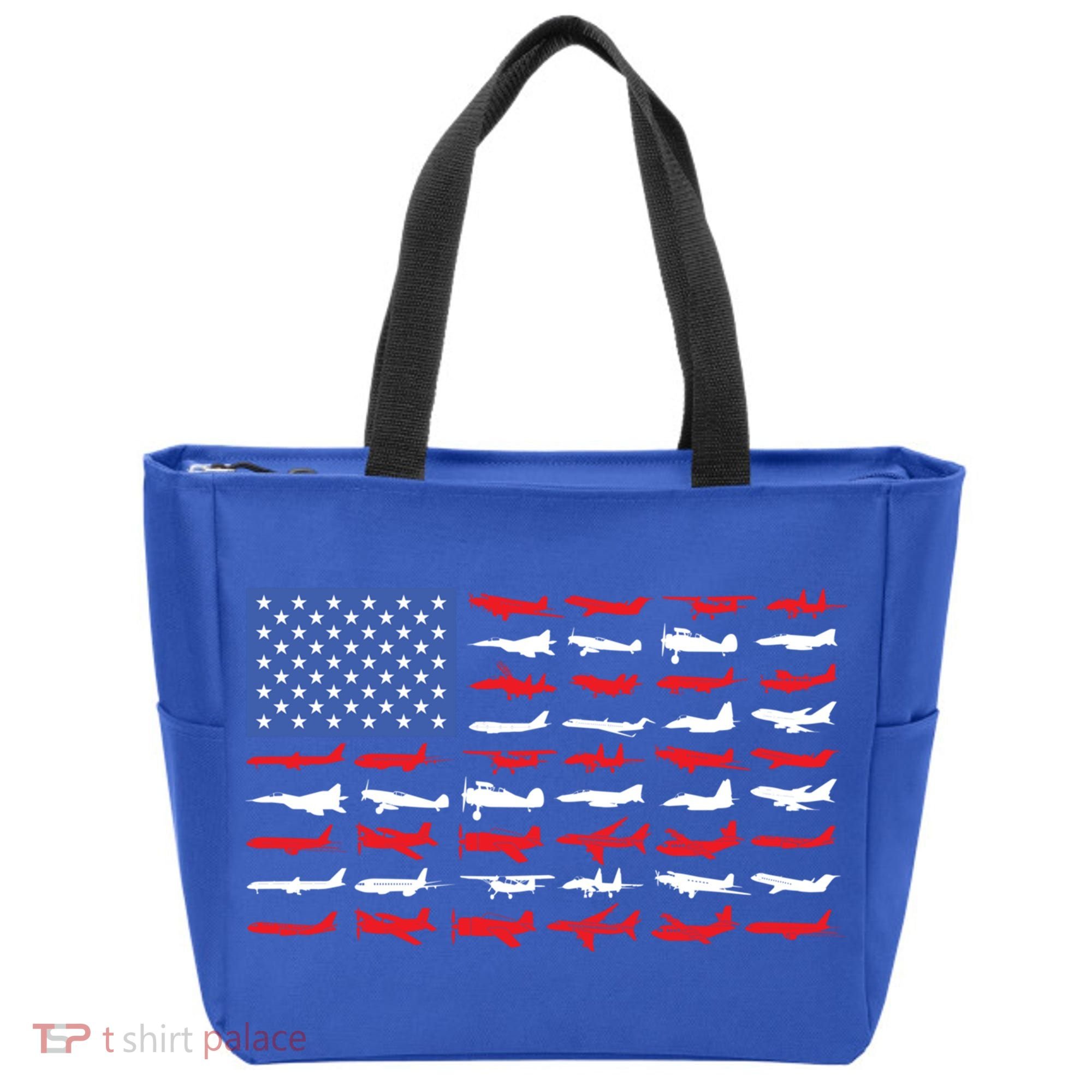 Pilot Airplane American Flag Plane Aviation Gift Tote Bag