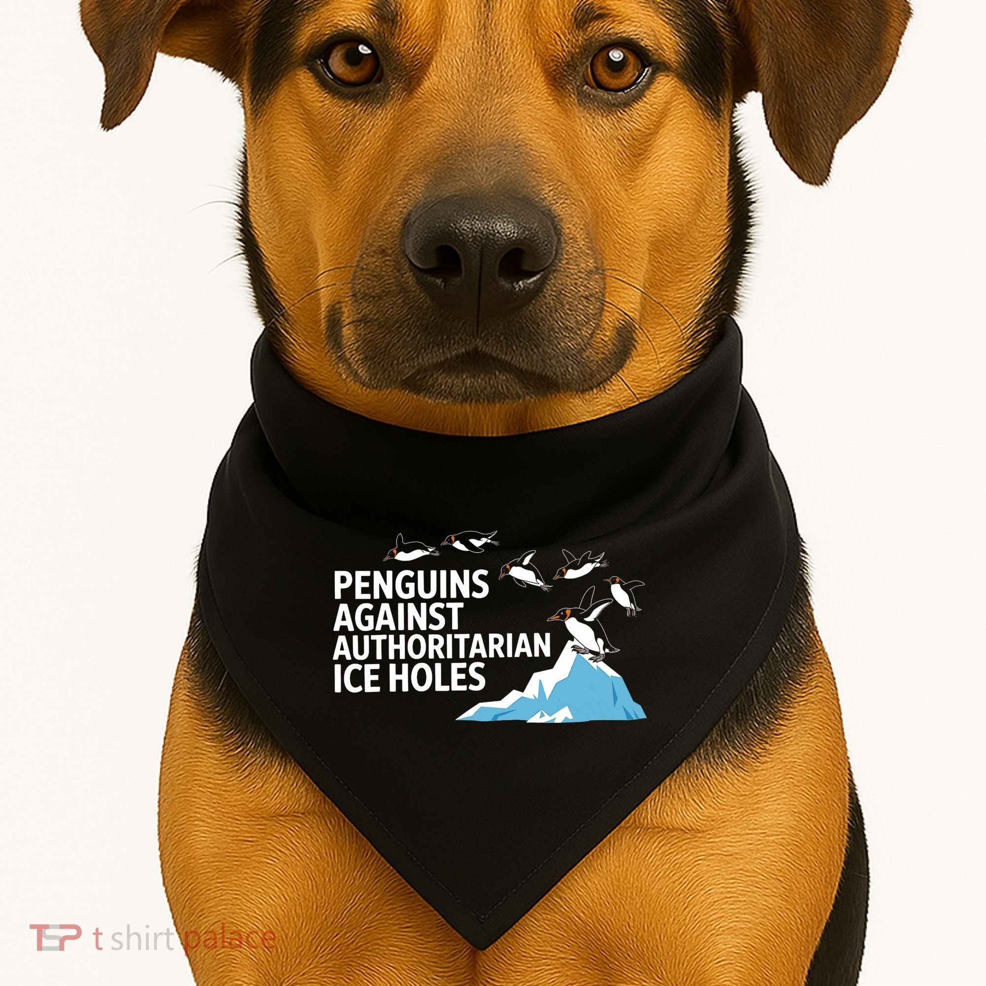 Penguins Against Authoritarian Ice Holes Sarcastic  USA-Made Doggie Bandana