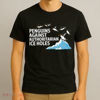 Penguins Against Authoritarian Ice Holes Sarcastic  T-Shirt thumb 3