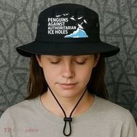 Penguins Against Authoritarian Ice Holes Sarcastic  Bucket Hat thumb 3