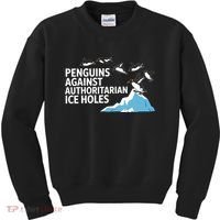 Penguins Against Authoritarian Ice Holes Sarcastic  Kids Sweatshirt thumb 0