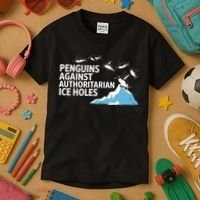 Penguins Against Authoritarian Ice Holes Sarcastic  Kids T-Shirt thumb 3