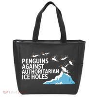 Penguins Against Authoritarian Ice Holes Sarcastic  Tote Bag thumb 0