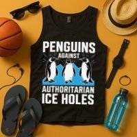 Penguins Against Authoritarian Ice Holes Resist Penguin Tank Top thumb 4