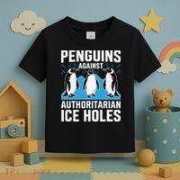 Penguins Against Authoritarian Ice Holes Resist Penguin Toddler T-Shirt thumb 3