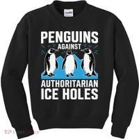 Penguins Against Authoritarian Ice Holes Resist Penguin Kids Sweatshirt thumb 0