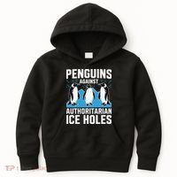 Penguins Against Authoritarian Ice Holes Resist Penguin Kids Hoodie thumb 0