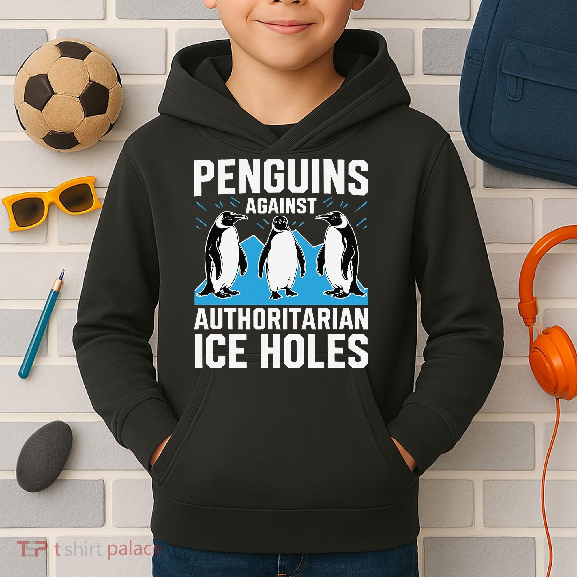 Penguins Against Authoritarian Ice Holes Resist Penguin Kids Hoodie