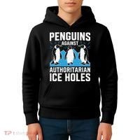 Penguins Against Authoritarian Ice Holes Resist Penguin Kids Hoodie thumb 4