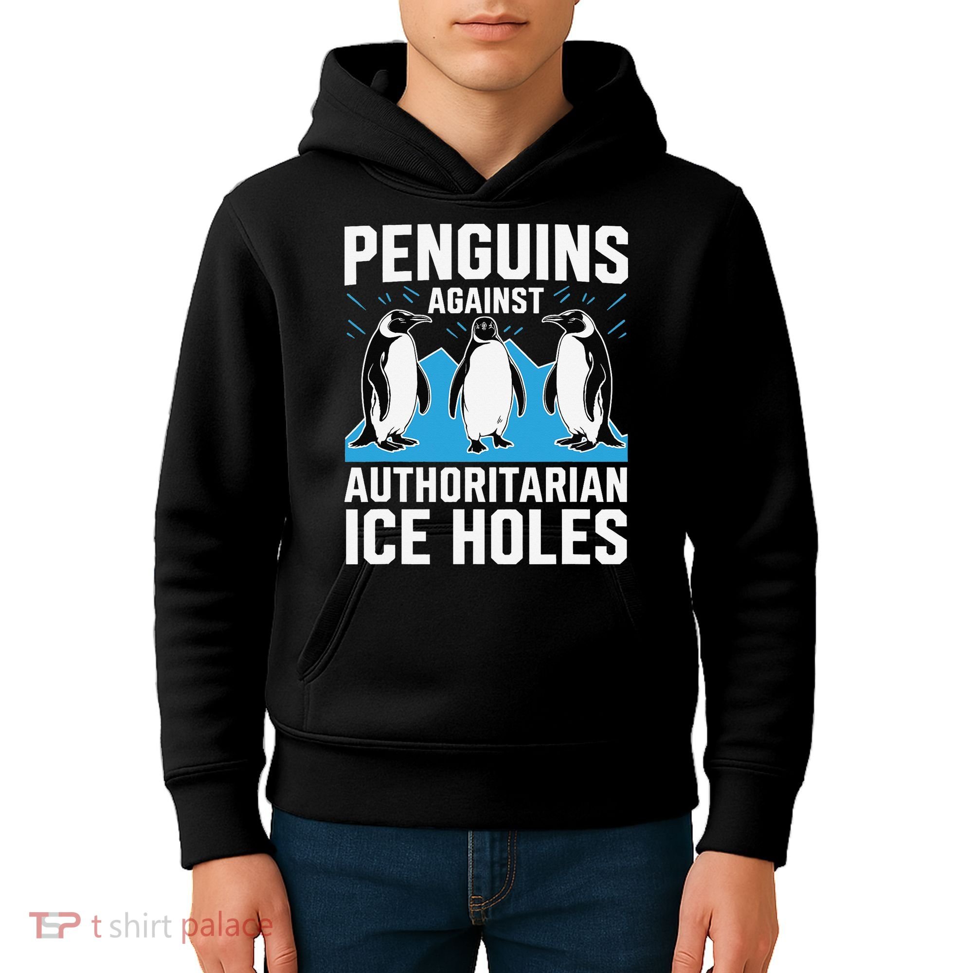 Penguins Against Authoritarian Ice Holes Resist Penguin Kids Hoodie