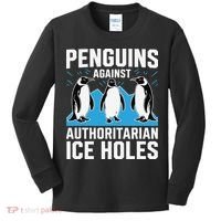 Penguins Against Authoritarian Ice Holes Resist Penguin Kids Long Sleeve Shirt thumb 0