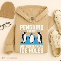 Penguins Against Authoritarian Ice Holes Resist Penguin Hoodie thumb 4