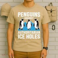 Penguins Against Authoritarian Ice Holes Resist Penguin T-Shirt thumb 6