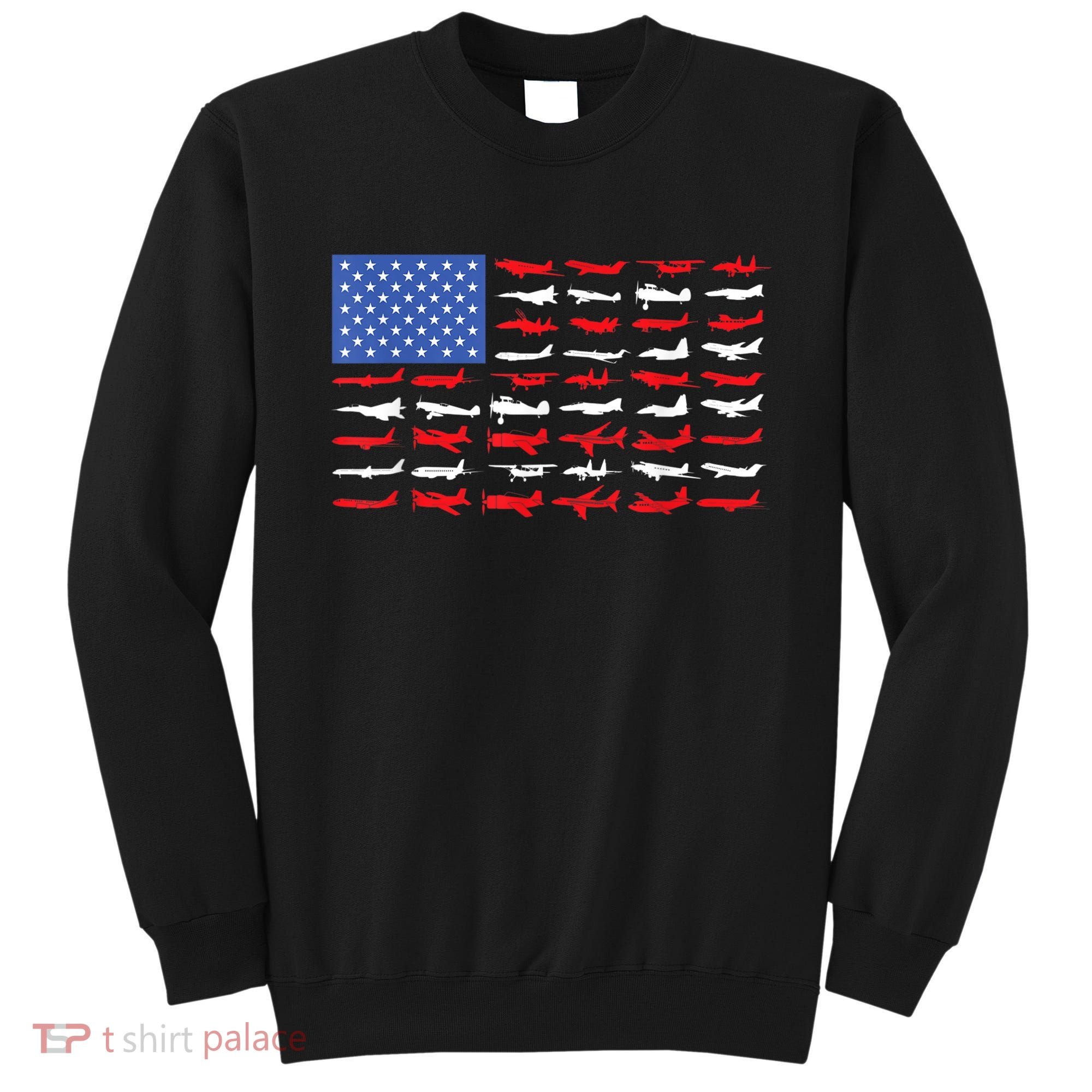 Pilot Airplane American Flag Plane Aviation Sweatshirt