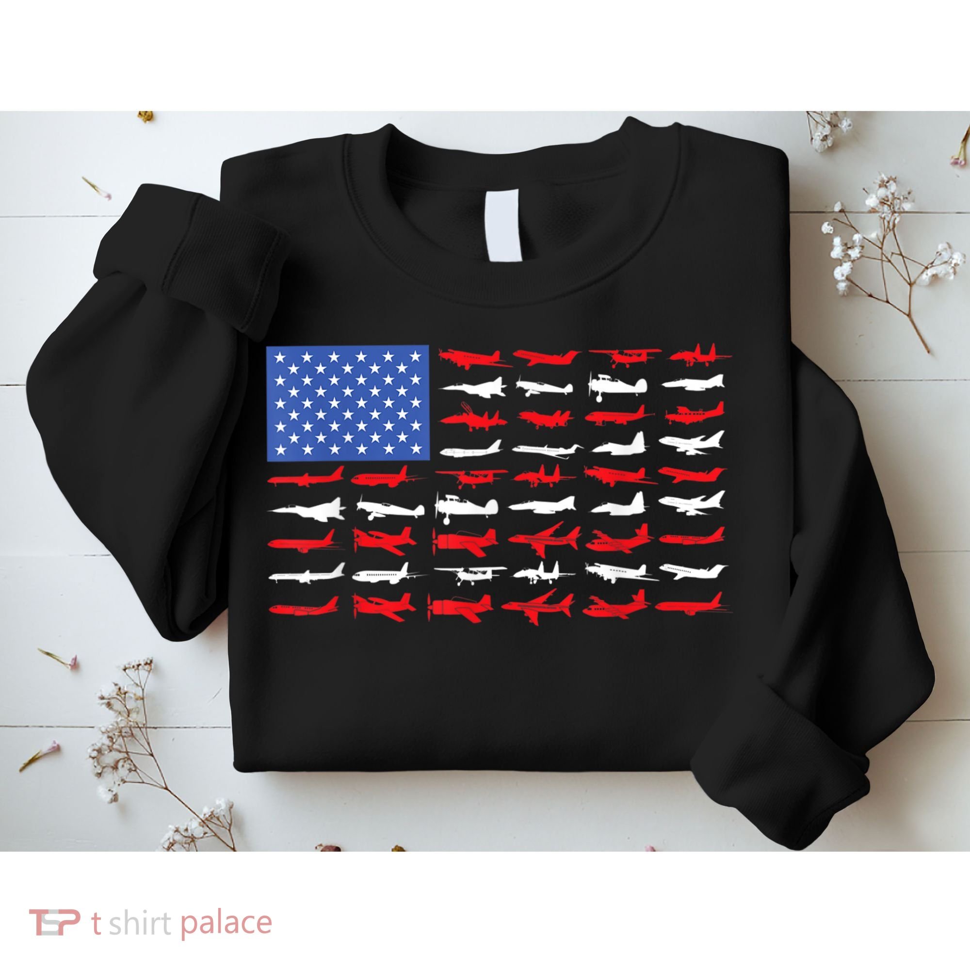 Pilot Airplane American Flag Plane Aviation Sweatshirt