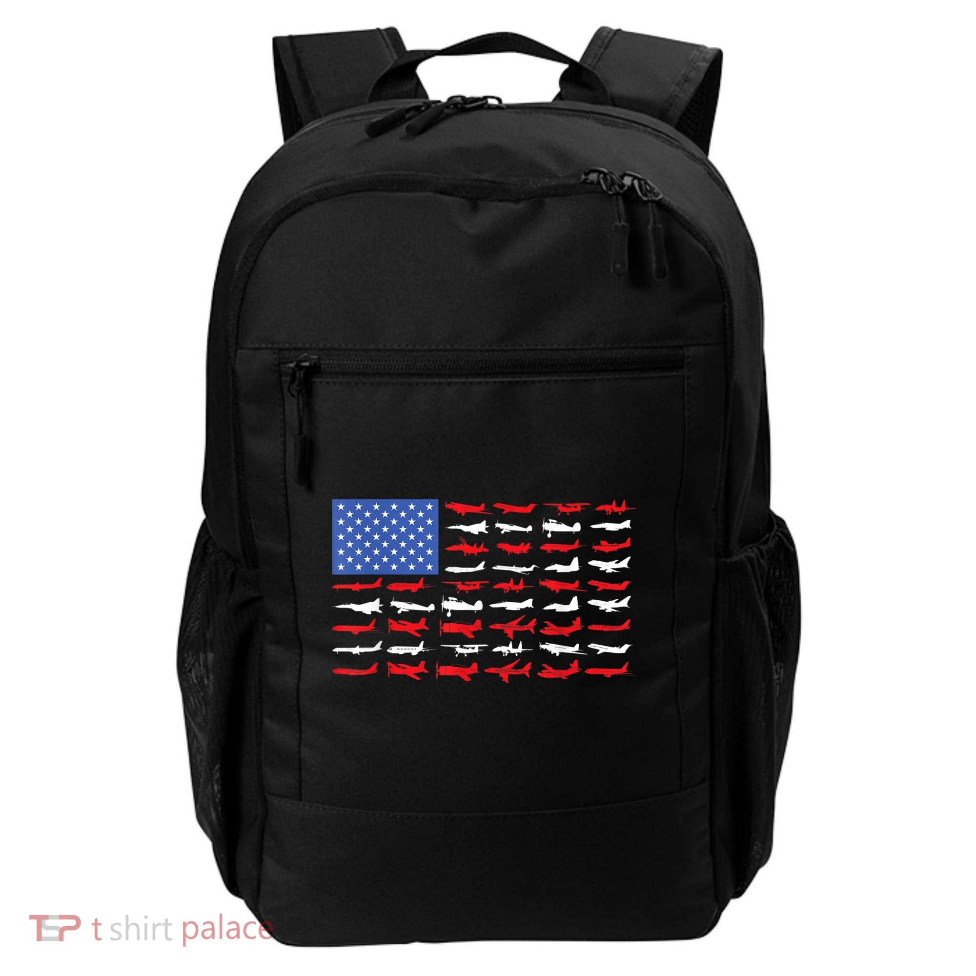 Pilot Airplane American Flag Plane Aviation Backpack