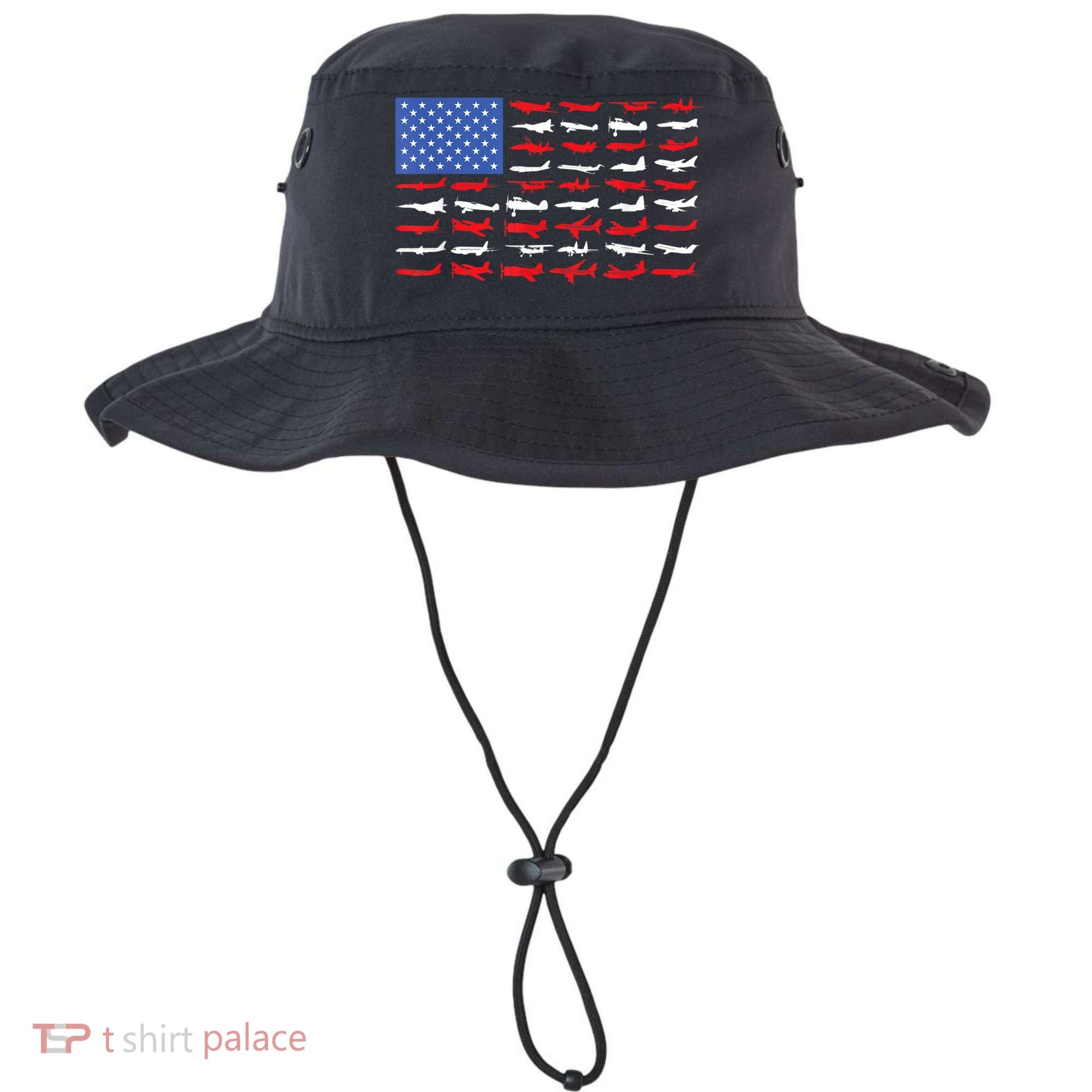 Pilot Airplane American Flag Plane Aviation Bucket Hat