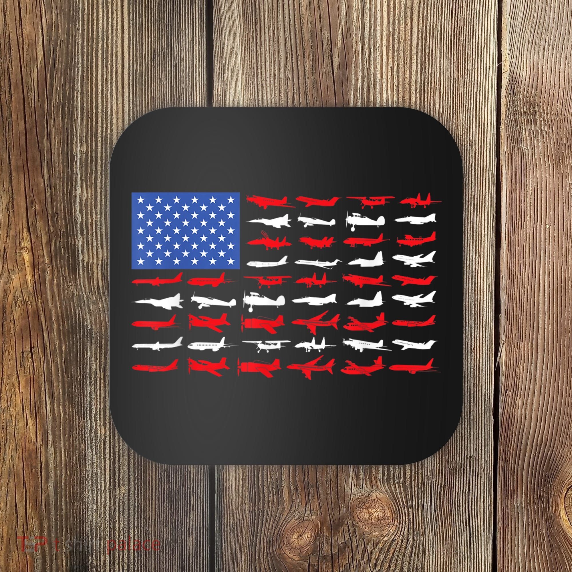 Pilot Airplane American Flag Plane Aviation Coaster