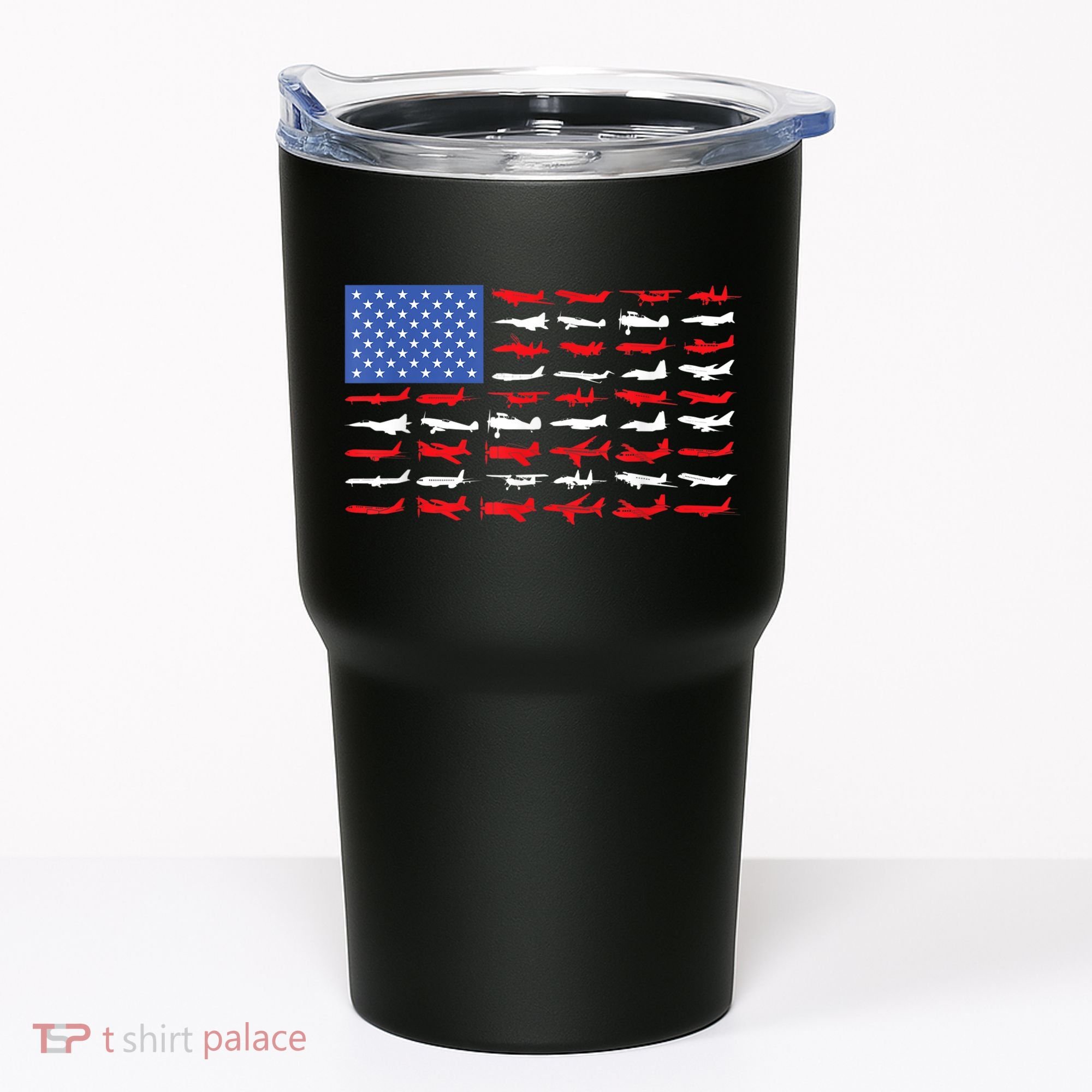 Pilot Airplane American Flag Plane Aviation Tumbler