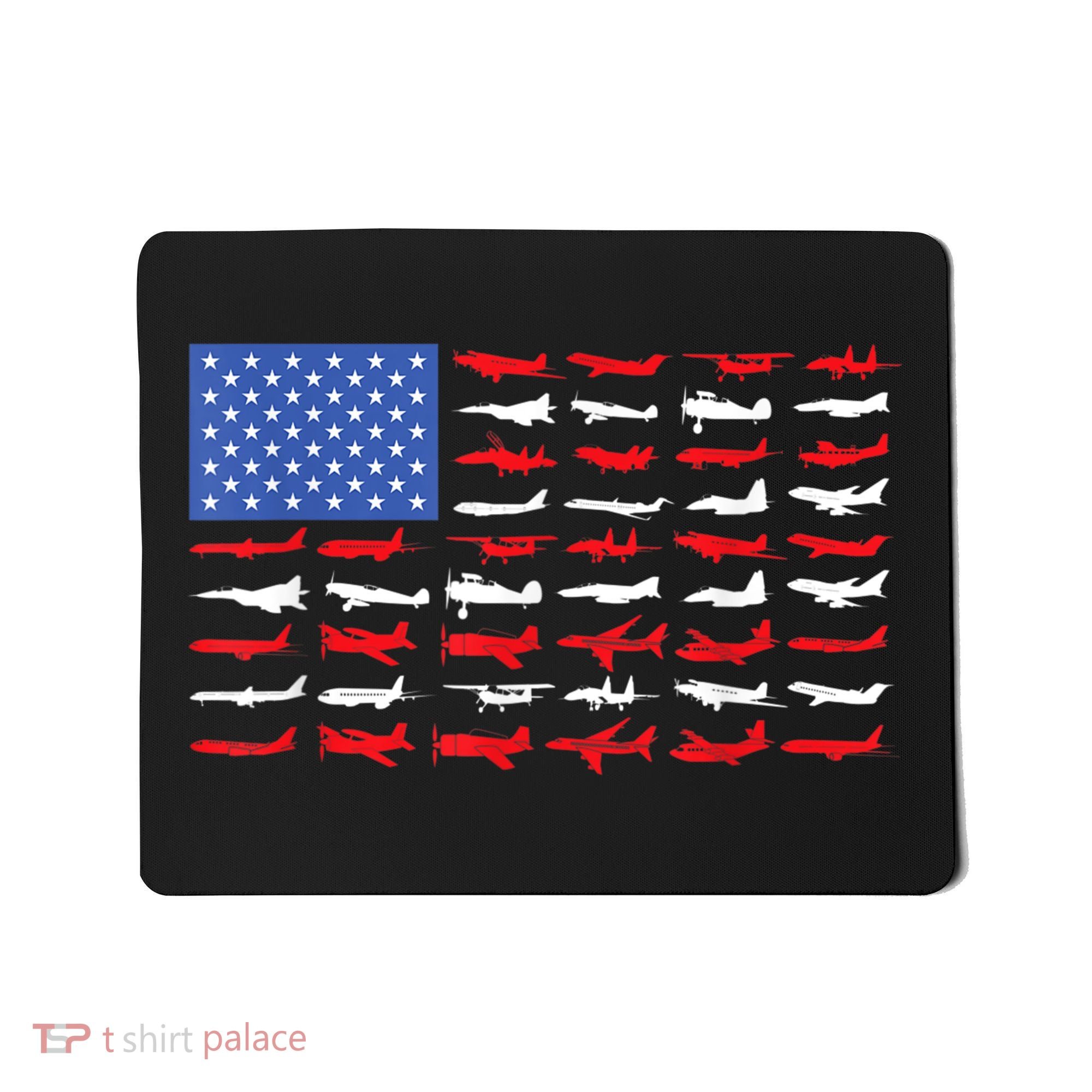Pilot Airplane American Flag Plane Aviation Mousepad