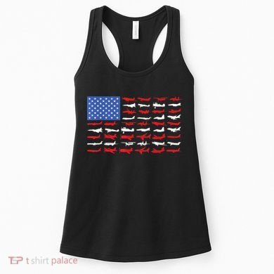 Pilot Airplane American Flag Plane Aviation Women's Tank Top