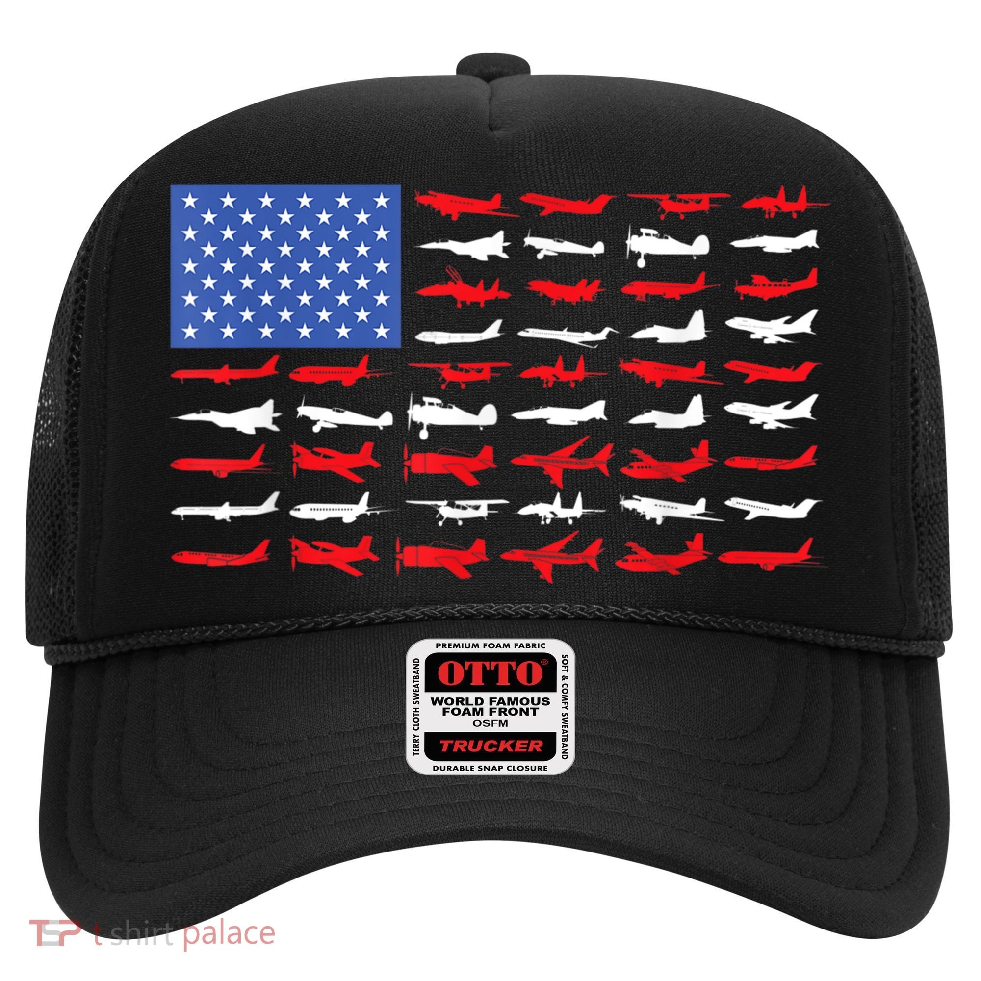 Pilot Airplane American Flag Plane Aviation Hat