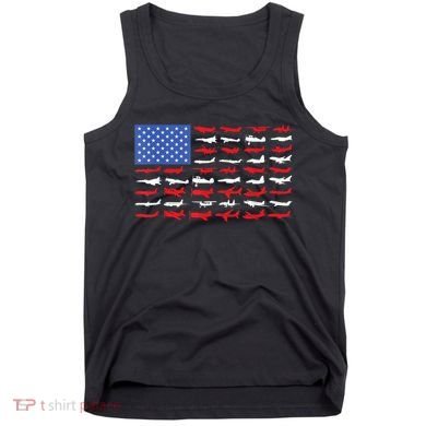 Pilot Airplane American Flag Plane Aviation Tank Top
