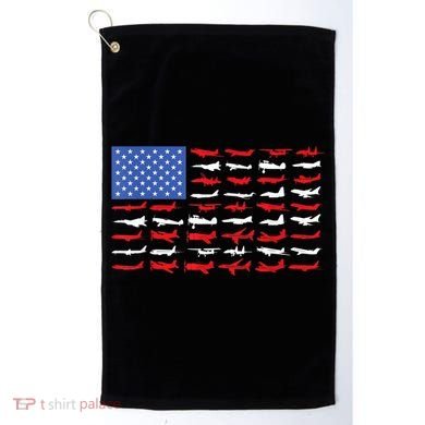 Pilot Airplane American Flag Plane Aviation Golf Towel