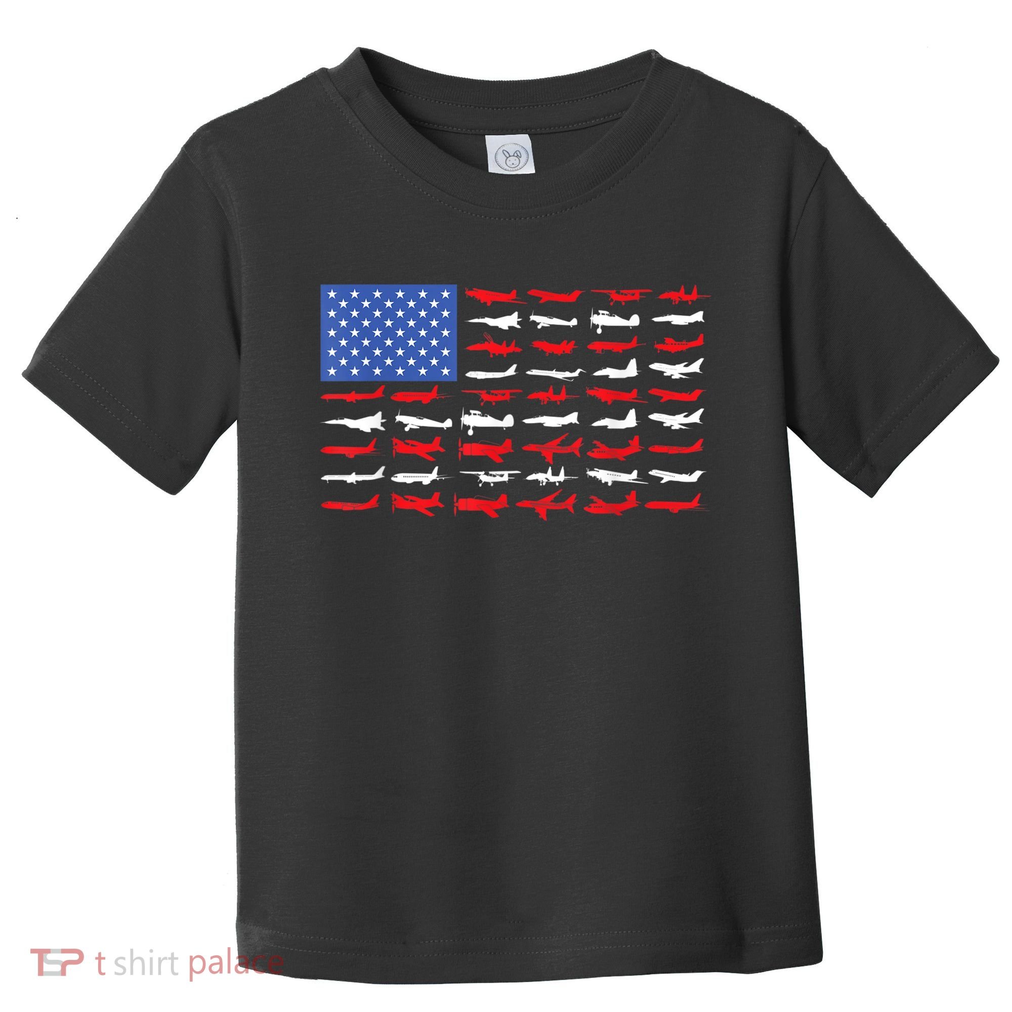 Pilot Airplane American Flag Plane Aviation Toddler T-Shirt
