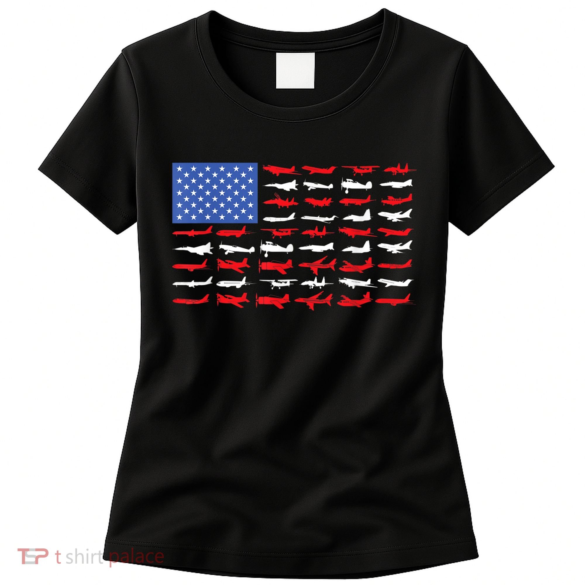 Pilot Airplane American Flag Plane Aviation Women's T-Shirt