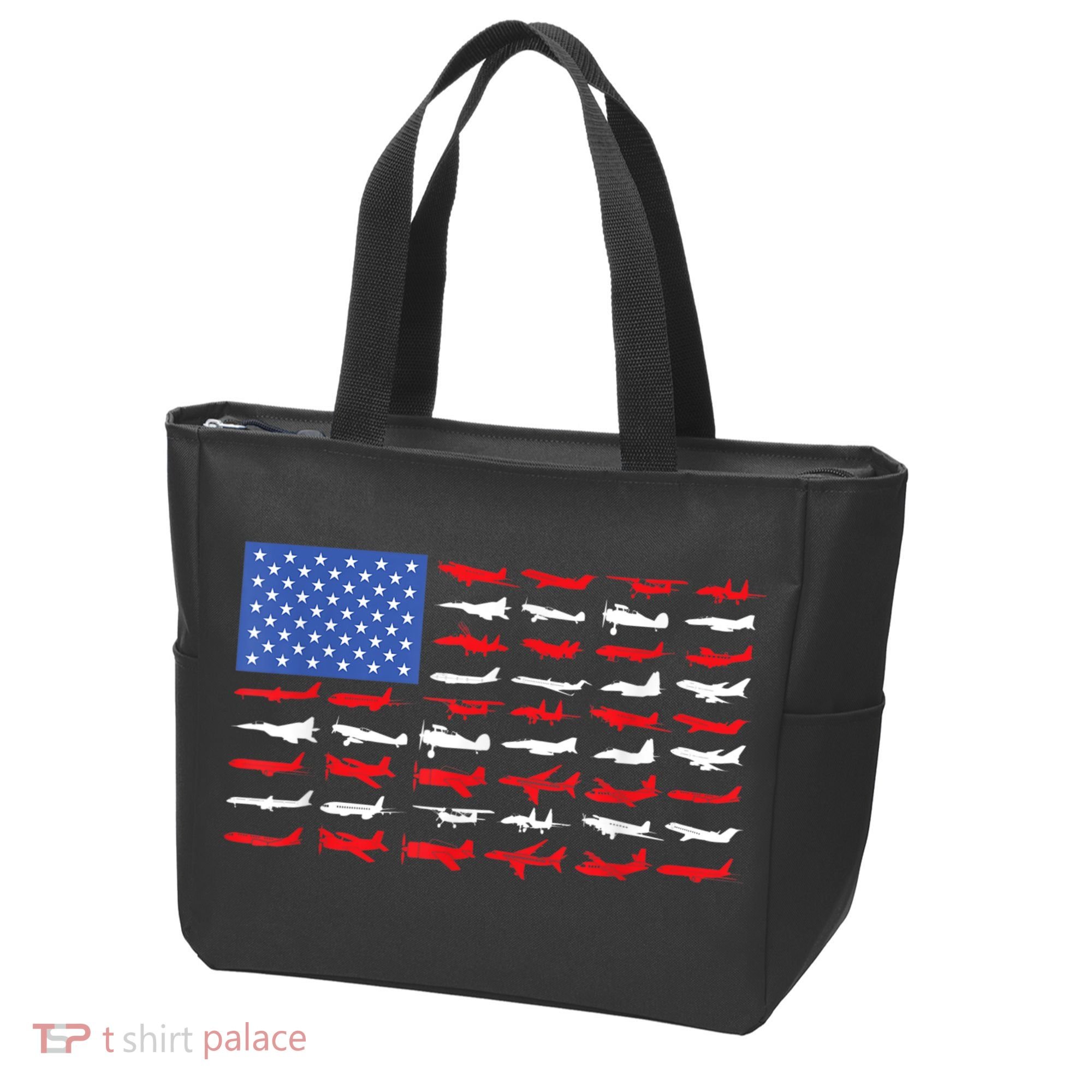 Pilot Airplane American Flag Plane Aviation Tote Bag