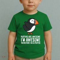 Puffins Are Awesome. IM Awesome Therefore IM A Puffin Toddler T-Shirt thumb 2