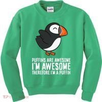 Puffins Are Awesome. IM Awesome Therefore IM A Puffin Kids Sweatshirt thumb 0