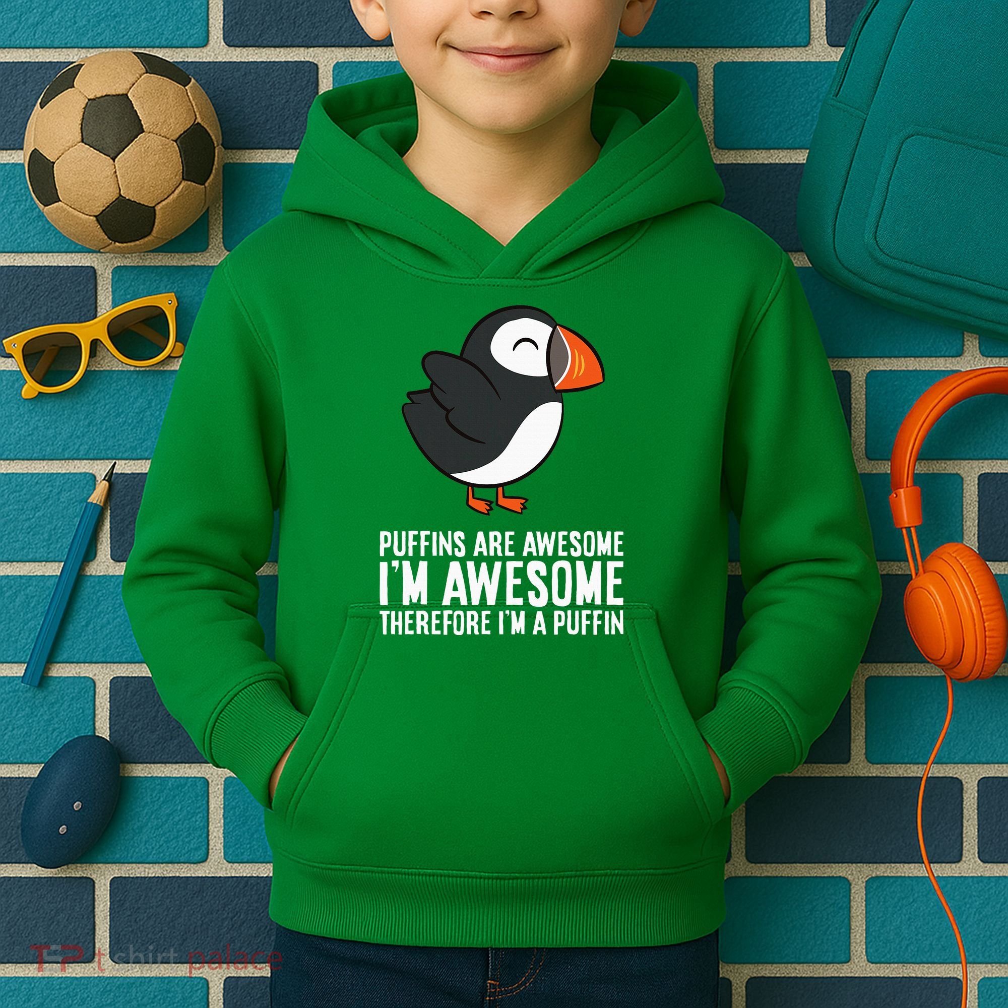 Puffins Are Awesome. IM Awesome Therefore IM A Puffin Kids Hoodie