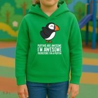 Puffins Are Awesome. IM Awesome Therefore IM A Puffin Kids Hoodie thumb 3