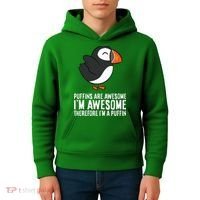 Puffins Are Awesome. IM Awesome Therefore IM A Puffin Kids Hoodie thumb 4