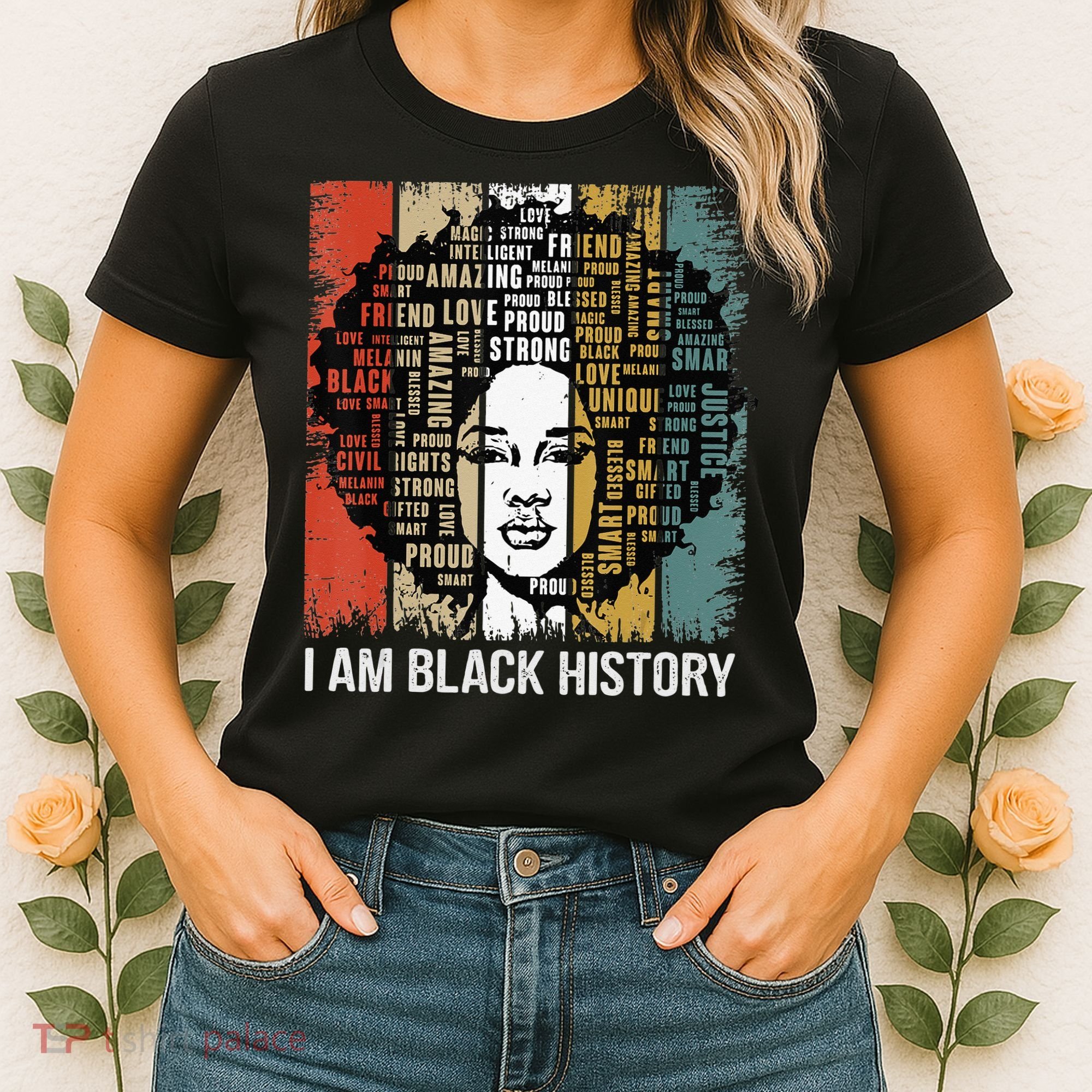 Proud African American Woman Afro I Am Black History Women's T-Shirt