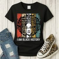 Proud African American Woman Afro I Am Black History Women's T-Shirt thumb 3