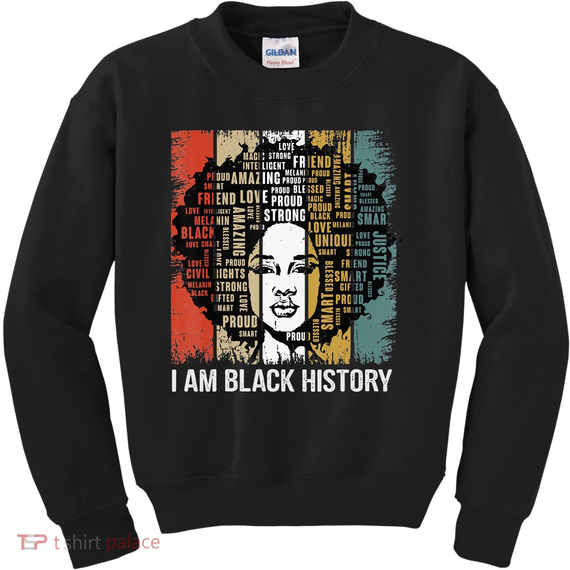 Proud African American Woman Afro I Am Black History Kids Sweatshirt