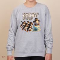 Penguins Against Authoritarian Ice Holes Sarcastic V-Neck  Women's Sweatshirt thumb 0