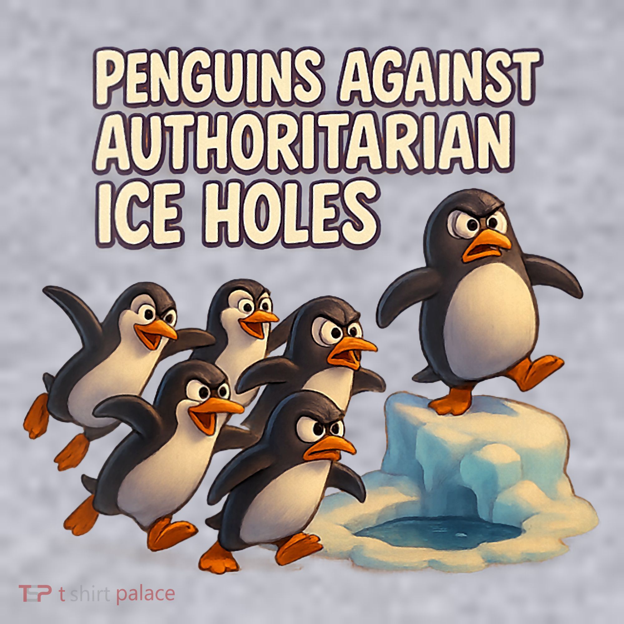 Penguins Against Authoritarian Ice Holes Sarcastic V-Neck  Women's Sweatshirt