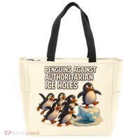 Penguins Against Authoritarian Ice Holes Sarcastic V-Neck  Tote Bag thumb 0