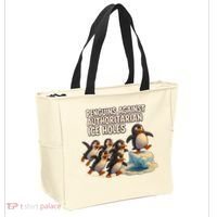 Penguins Against Authoritarian Ice Holes Sarcastic V-Neck  Tote Bag thumb 2