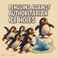 Penguins Against Authoritarian Ice Holes Sarcastic V-Neck  Tote Bag thumb 4