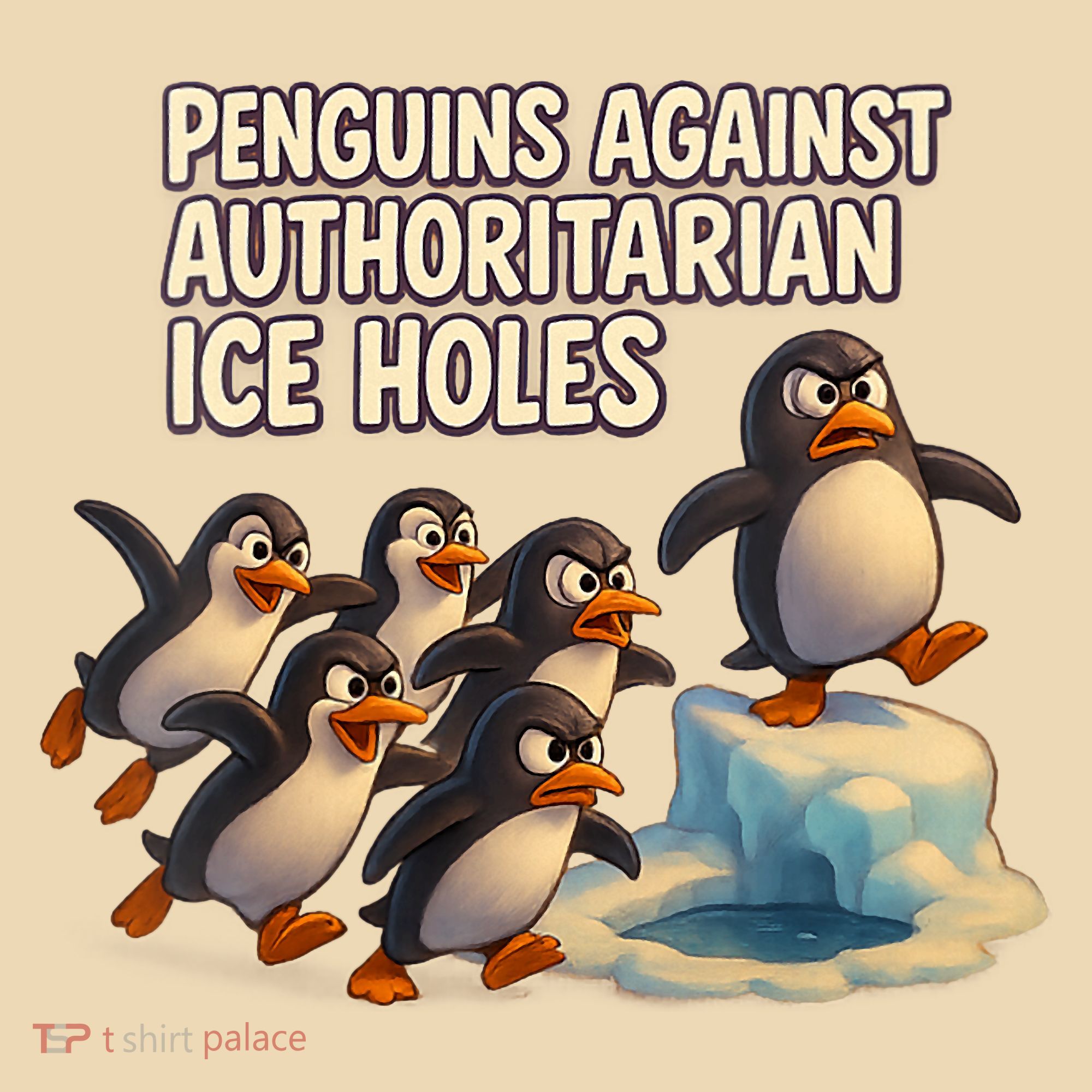 Penguins Against Authoritarian Ice Holes Sarcastic V-Neck  Tote Bag